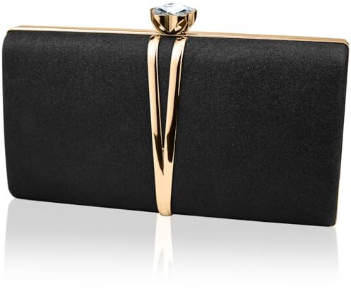 Farcauo Damen Abendtasche kleine Clutch Hochzeit Handtasche Schwarz Damen Kleine Schultertasche mit abnehmbarer Kette elegante Crossbody Tasche Glitter Abendtasche für Bankett und Party