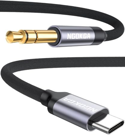 NGOKGA Câble adaptateur USB C vers auxiliaire de type C vers 3,5 mm pour iPhone 15 - Jack audio casque stéréo cordon voiture compatible avec Galaxy S24 S23 S22 S21, Pixel 8 7 6 5