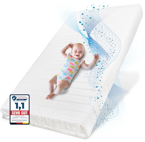 SCHWANFELD® Kindermatratze 90x200 cm - Höhe 10 cm [H2 FÜR GESUNDES WACHSTUM] - ÖkoTex Zertifizierte Matratze für Kinder (Made in EU)- Hautfreundliche Klimafaser - Hygienebezug bis 60 Grad waschbar