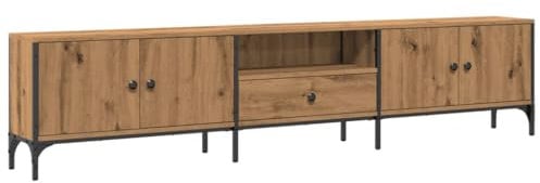 vidaXL Mueble TV cajón Madera ingeniería Roble Artesanal 200x25x44 cm