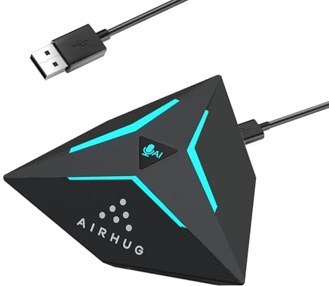 AIRHUG USB Gaming Microphone, One-Touch Mute Button with LED Indicator, AI Noise Reduction, Condenser Microphone for PC, Plug & Play Omnidirectional for Streaming, Twitch, Discord, Mac, Laptop