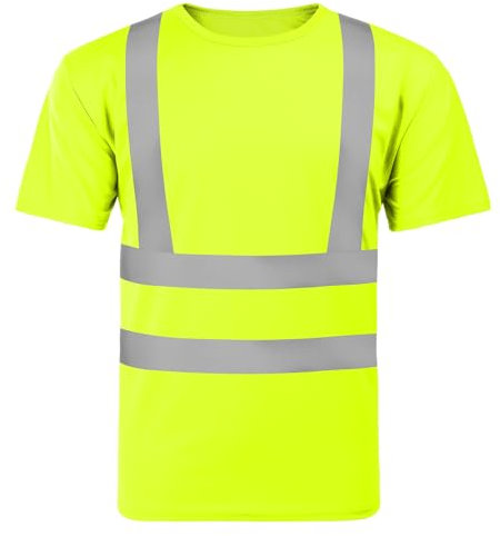 AUYAO Camisas de Seguridad Reflectante, Camisetas Reflectantes de Alta Visibilidad, Ropa de Trabajo De Seguridad Reflectante, Camiseta De Alta Visibilidad para Hombres Mujer, Amarillo(XL)