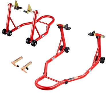 VEVOR Sollevatore per moto, capacità di 385,6 kg, supporto combinato anteriore e posteriore, supporto a doppia forcella anteriore, forcellone posteriore U+L, per la maggior parte delle moto Yamaha