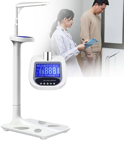 Height and Body Fat Analyzer, Vertical Height and Weight Measuring Instrument, Retractable Height Measuring Device with Display and Voice Announcement