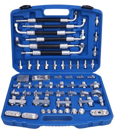 56pcs Messing Automobil -Klimaanlagen -Leck -Erkennungswerkzeugkit, Reparatur von Lecktests -Kit für Auto -LKW -Auto -Wechselstrom, Bequeme Blockenform, Ideal für Fachleute und