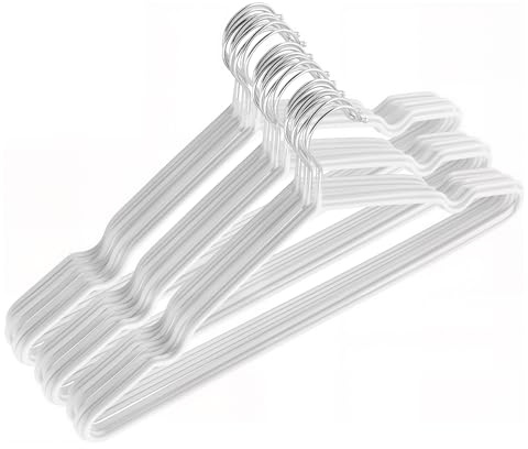 CHUIFAI 60 stycken metallklädhängare vita 40 cm, plastbelastade trådhängare klädhängare utrymmesbesparande, halkfria byxgalgar metall för rockar, skjortor, byxor, jackor