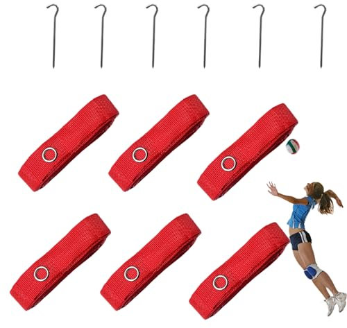 Linien Für Beachvolleyball Spielfeldmarkierung Courtline L 8m, Breite 2,5cm Beachvolleyball Markierung Rot Rasen Sand, 6 Linien + 6 Edelstahlspikes