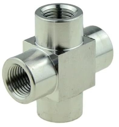 2 piezas de accesorios for tuberías de acero inoxidable 304, adaptador de conector en T de 4 vías con rosca NPT de 1/8 a 1/2(SS-PZA-Female,1/2)