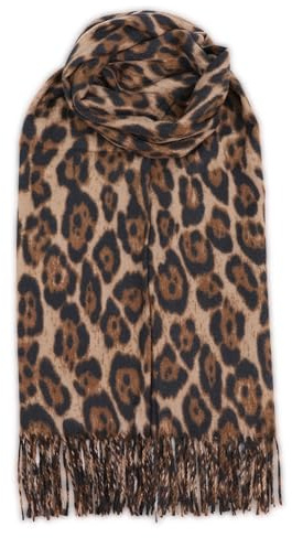 malito - Damen Modeschal - weicher XXL Viskosemix Kaschmir Schal - Winterschal Leo-Print modern & lang - Pashmina Stola Animalprint S605 - (Braun)