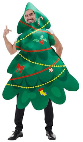 Feclmiyt Weihnachtsbaum-Kostüme für Damen und Herren, lustiges Weihnachtsbaum-Outfit für Erwachsene, Rollenspiel, Party-Requisiten, Clubwear (A-01, Einheitsgröße)