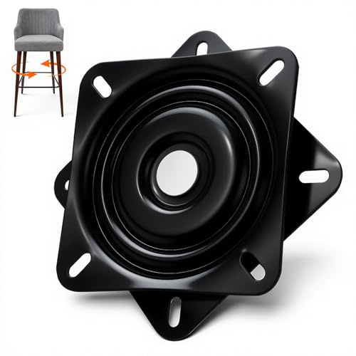 Plateau Tournant Universel pour Meubles 360°, Plateau Rotatif, 123x123x20mm (5 Pouces) Capacité de Charge Jusqu'à 200 kg avec Roulement à Billes - pour Tabourets, Tables, Bibliothèques & Meubles