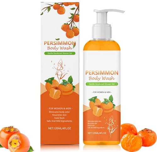 Persimmon Body Wash Kaki Duschgel gegen Körpergeruch - Naturseife als Deo für Altersgeruch & Schweißfüße, Unterarm & Intimbereich Reiniger mit Kaki & Grüntee-Extrakt, Für Männer & Frauen (1)