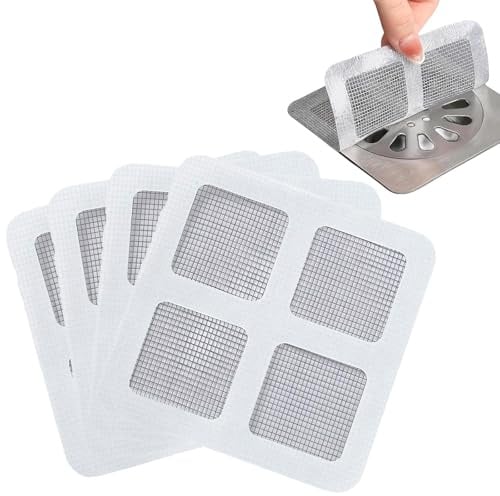 WUERKIYA Filtro Doccia Capelli 100 Pezzi filtri Scarico lavandino 10x10 cm Rete Sottile per Scarico Bagno Cucina Anti Odore Facile da Usare USA e Getta Adesivo Resistente Acqua