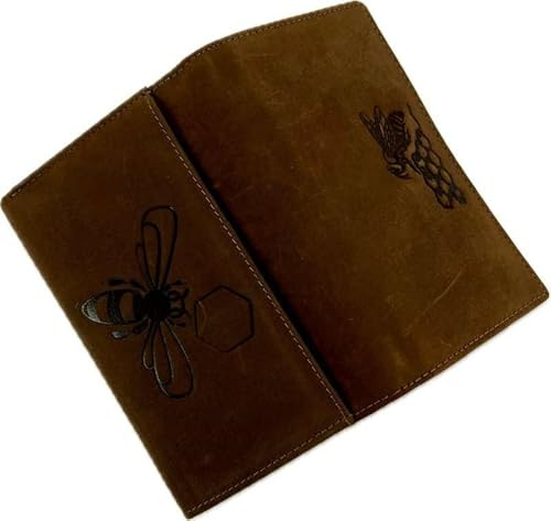 4Bee Elegante Damen Leder Geldbörse Mit Bienenmotiv – Hochwertiges Rindsleder – Viele Fächer – Kompaktes Format 14×10×2 cm – Braun