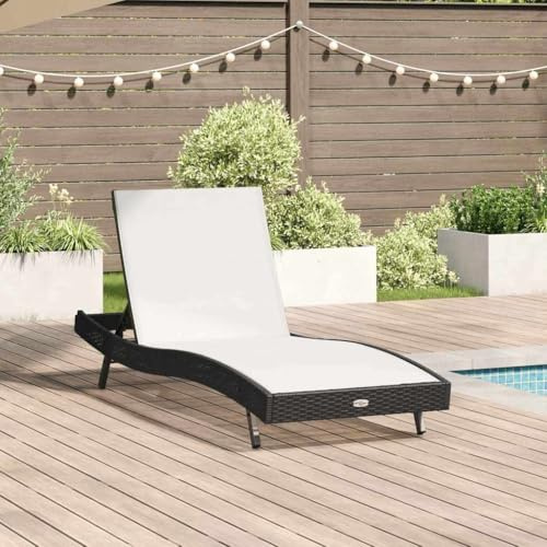 THOYTOUI Modern Sonnenliege Schwarz und Weiß - Verstellbare Rückenlehne & Atmungsaktiver Sitz für Gemütliche Entspannung im Garten (197 x 70 x 82 cm)