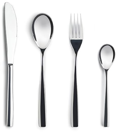 Lacor - JAY - 16045524 - Juego de Cubiertos para 6 Personas, Pack 24 | En acero inox 18/10, para un uso práctico y profesional en cocina; apto para lavavajillas, práctico y fácil de guardar