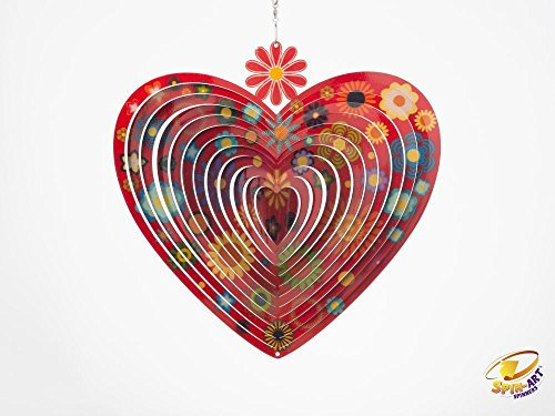 Spin Art Moulin à vent Premium Fleur Cœur Rouge (15,2 cm)