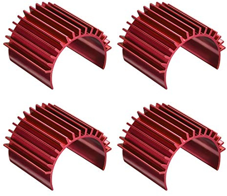 sourcing map 4 Stück Aluminium Elektromotor Motor Kühlkörper Lamellen Kühlung Rot Für RC 380 390 Größe gebürstet bürstenlos RC Auto Zubehör
