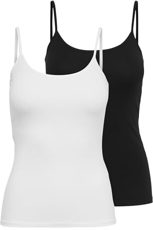 ONLY Onllove Singlet Lot de 2 JRS Blouse, Noir, L Femme