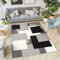 TAPISO Dream Teppich Wohnzimmer Modern Kurzflor Grau Weiß Schwarz Vierecke Karo Schlafzimmer Esszimmer Küche ÖKOTEX 120 x 170 cm