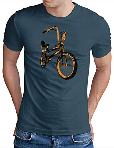 OM3® Bonanza Fahrrad T-Shirt | Herren | Retro Vintage Rad Bonanzarad II | Denim, XL