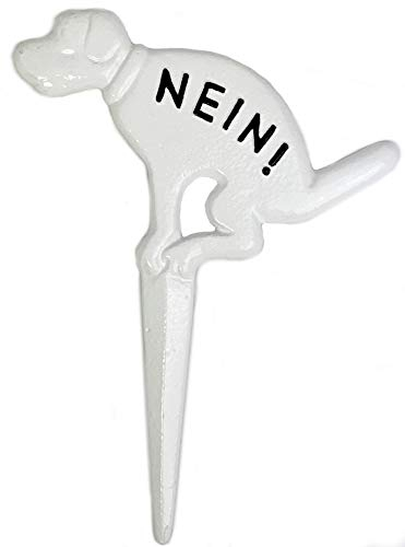 Moritz Steckschild Nein! kein Hundeklo groß Verbotsschild aus Gusseisen Hunde Verboten Warnschild NO Dog Allowed Schild Gartenschild Keine Hundetoilette