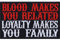 Toppa ricamata da applicare con ferro o cucitura: Blood makes related - LOYALTY makes you family Patch per motociclisti | immagini di stiro Heavy Metal | Applicazione adesiva per tessuti | 90x55mm