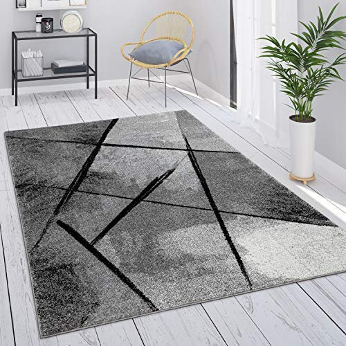 Paco Home Teppich Wohnzimmer Vintage Kurzflor Schlafzimmer Geometrisches Design Modern, Grösse:200x290 cm, Farbe:Grau 2