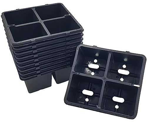 Gro Garden Products Seed Tray Propagator - 6 Multi Cell Plant Trays - Reusable Root Trainers - Seed Pot Plastic Trays for Plants - Pack of 10 - 19.5cm x 18cm x 8cm Black Potting Tray