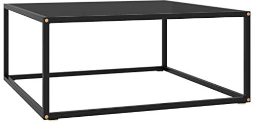 vidaXL Beistelltisch Couchtisch Kaffeetisch Wohnzimmertisch Sofatisch Teetisch Glastisch Tisch Schwarz mit Schwarzem Glas 80x80x35cm