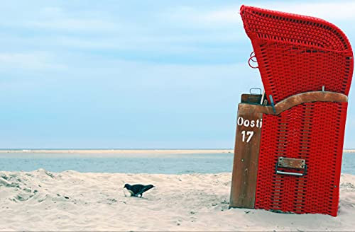 hansepuzzle 96859 - Strandkorb Puzzle 500 Teile - Reisen Motiv mit hochwertiger Aufbewahrung: Kartonbox und wiederverschließbarem Beutel - Format 46 × 30 cm