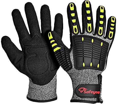 SAFEYEAR kettensäge schnittschutzhandschuhe größe 10 forst klasse 5 Anti Impact Rutschfest Rutschfester, flexibler Griff, verwendet in Baustellen, Maschinen, Autowerkstätten Winter, Gelb