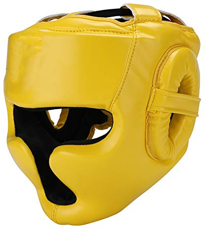ChengBeautiful Boxhelm Boxen Helm Muay Thai Kampf Kopfschutz Boxing Männer und Frauen voll schützende Taekwondo-Schutzausrüstung (Farbe : Yellow, Size : M)