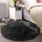 Latepis Teppich Rund Schwarz 200 cm Flauschig für Wohnzimmer Schlafzimmer Esszimmer Kunstfell Waschbarer Teppich Hochflor Shaggy Area Rug