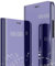 JIAFEI Custodia per Samsung Galaxy S22 Ultra 5G, Custodia Luxury Mirror Flip Traslucido Clear View Specchio Standing Cover Anti Shock Placcatura Smart Cover Protezione, Viola Blu