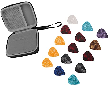 Gitarren-Pick-Taschen-Set, Kratzfest, GroßEr Stauraum, Plektrum-Etui (Schwarz)
