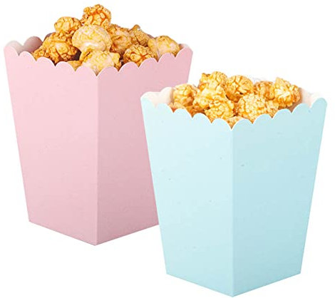 ZooYoo 24 Stück Popcorn Tüten Klein Rosa und Blau - 5.5 * 7.5 * 10.5cm - für Rosa Blaue Party-Deko,Baby Shower Party,Gender Reveal,Eine Babyparty