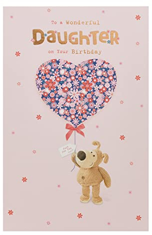 Boofle Geburtstagskarte für Tochter | Happy Birthday Geschenke | sie, Mädchen, Frauen | niedliches Herzballon-Design | mit Umschlag | 155 x 235 mm