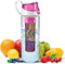 Homeshopa Fruit Infuser Water Bottle, BPA Free Flip Top Leak Proof Lid with Full Length Infusion Rod, Clear Plastic Fruit Infusion Gym Water Bottle for Sports, Camping and Travel, 22 Oz (Pink)