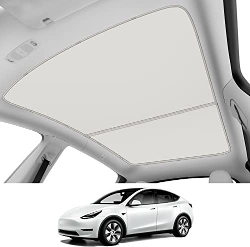 KUNIST Parasol de Techo para Tesla Model Y 2021-2025, Mejorado [tecnología de refrigeración, Aislamiento térmico] no se Hunde, Accesorios para Tesla Model Y (no Compatible con Juniper 2025)