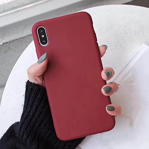 SDPROG Dünne Bonbonfarbene Hülle für iPhone X Xs Max XR 7 8 6 6s Plus weiche Silikon-Rückseitenabdeckung für iPhone 11 Pro Max XS Handyhülle,drak rot,für iPhone 7 Plus