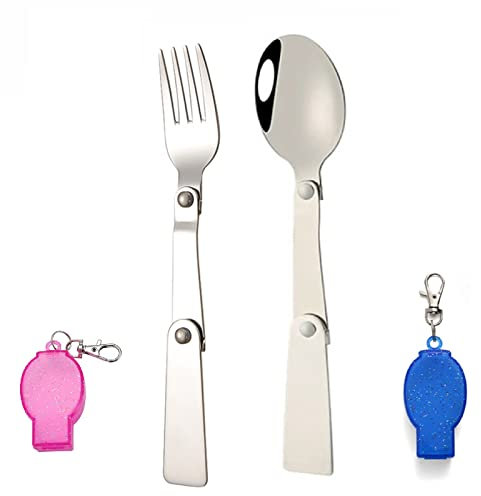 Plegable Vajilla Tenedor Cuchara,Cubiertos Camping Plegable,Cuchara de Plegable,Cuchara De Acero Inoxidable Plegable,para picnics familiares,Rabajo,Reuniones Diarias y Reuniones Familiares,2 Piezas