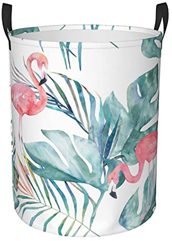 Panier à linge pliable en tissu Oxford avec poignée Motif flamant rose