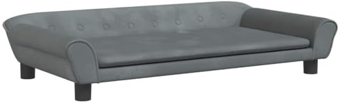 vidaXL Hundebett, Hundekissen mit weicher Polsterung, Hundesofa Hundecouch für kleine Hunde Haustiere, Haustierbett Katzenbett, Dunkelgrau Samt