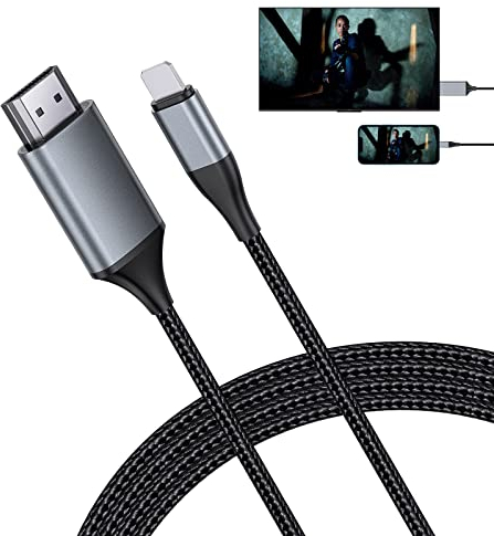 lulaven[4M Long Version HDMI Cable for iPhone, HDMI Converter Cable, Telephone/Pad/Pod to TV, HDMI Connection Cable, OS 11, 12, 13, 14, YouTube TV Output, High Definition HD1080P Grey