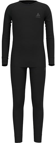 Odlo Thermounterwäsche Kinder Merino 200 I Winterleggings und Langarm Thermoshirt Mädchen Jungen I Warmes Skiunterwäsche Set