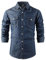 Tianerhay Mens Long Sleeve Denim Shirts Button Down Western Casual Flap Pocket Top 1 Dark Blue M