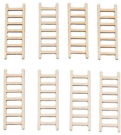 30PCS Mini Wooden Step Ladder Ornaments Fairy Garden Ladder Micro Landscape Ornament Wooden DIY Craft Ladder for Mini House Flower Pot Decor Wooden Stairs