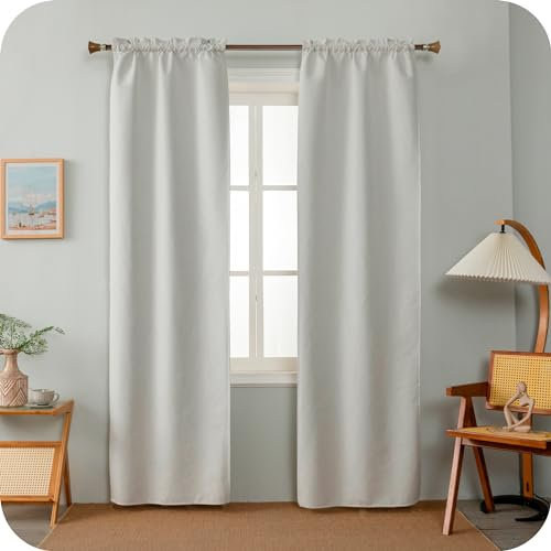 GIRASOLE HOME Coppia Tende Barbados Termiche Totalmente Oscuranti 2 Pannelli da 70x240cm con Tasca, Greige