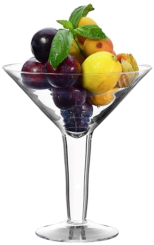 SOLAVIA Martini Bowl Dish Vase for Flower Arranging Clear Glass Footed Ornament Holder Home Décor, Housewarming Gift, H26cm